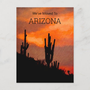 Carte Postale Faire-part Saguaro Cactus Silhouette Arizona Sunset Moving