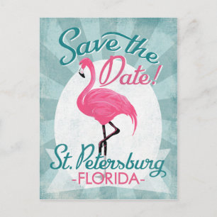 Carte Postale Faire-part Saint-Pétersbourg Sauvez Le Flamant rose Rose Date