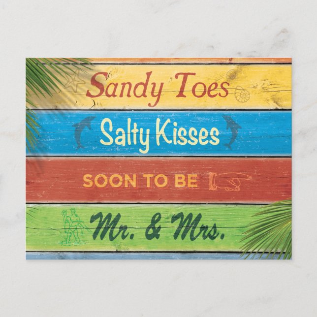 Carte Postale Faire-part Sandy Toes Salty Kisses Enregistrez la Date (Devant)