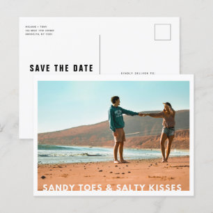 Carte Postale Faire-part Sandy Toes Salty Kisses Photo Plage Enregistrer la