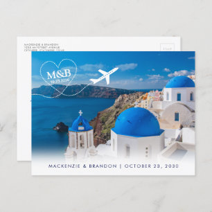 Carte Postale Faire-part Santorin Grèce Destination Mariage Enregistrer la