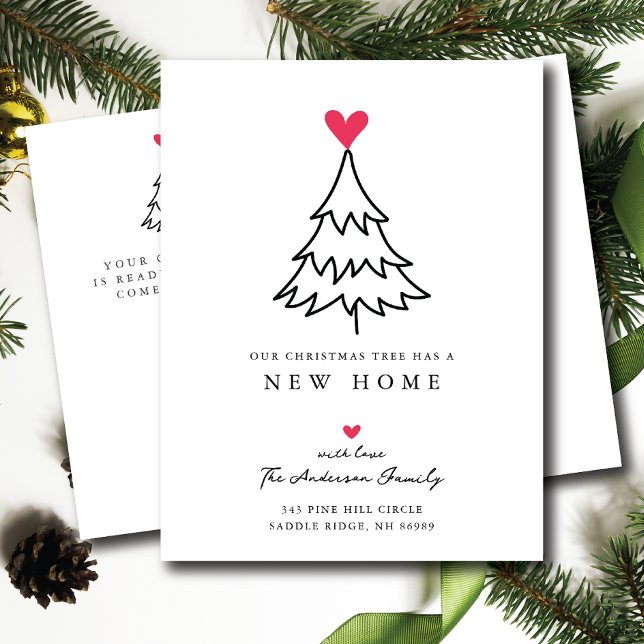 Carte Postale Faire-part Sapin de Noël sincère Nouvel emménagement  (Créateur téléchargé)