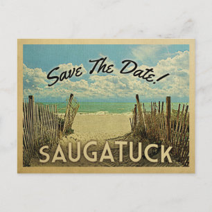 Carte Postale Faire-part Saugatuck Michigan Sauvegarder La Date Vintage Nau
