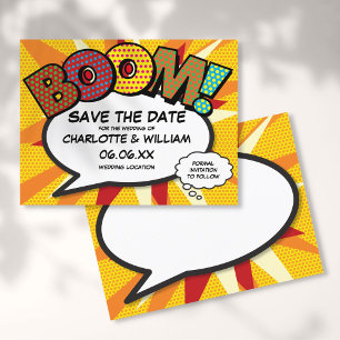Carte Postale Faire-part Sauvegarder la BD BOOM Fun Moderne Date