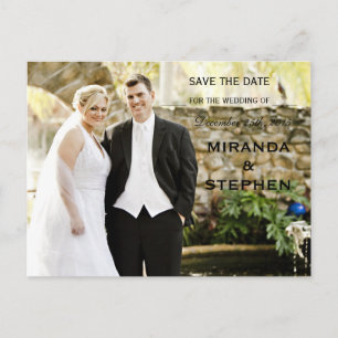 Carte Postale Faire-part Sauvegarder la date douce Photo de mariage moderne