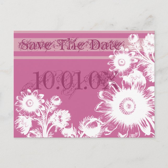 Carte Postale Faire-part Sauvegarder la date Fleur de framboise violette Fu (Devant)