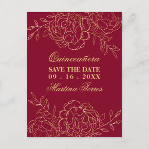 Carte Postale Faire-part Sauvegarder la Date Florale artistique de Bourgogn
