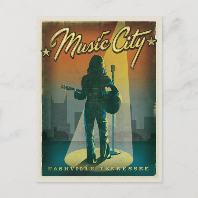Carte Postale Faire-part Sauvegarder la Date | Nashville, TN - Fille (Devant)