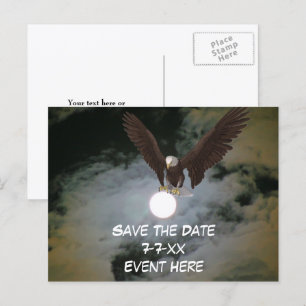 Carte Postale Faire-part Sauvegarder la date pleine lune de l'aigle