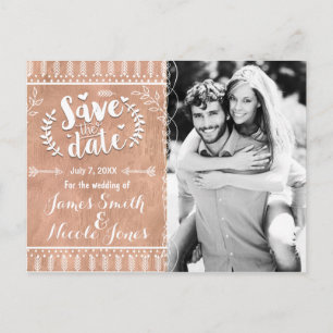Carte Postale Faire-part Sauvegarder la Date Rustique Glam Rose Or Photo