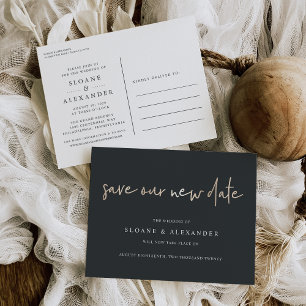 Carte Postale Faire-part Sauvegarder Notre Nouvelle Date Moderne Mariage Po
