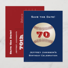 Carte Postale Faire-part Sauver Date 70e Anniversaire Fête Baseball