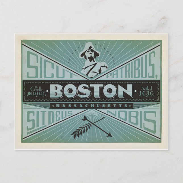Carte Postale Faire-part Sauver la date | Boston, MA - Fondé en 1630 (Devant)