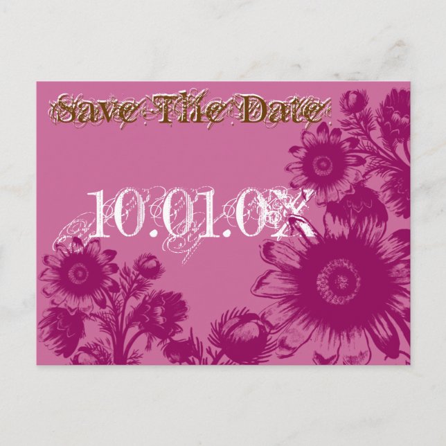 Carte Postale Faire-part Sauver la date Caramel Cafe et Bodacious Purple (Devant)