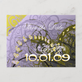 Carte Postale Faire-part Sauver la date Cœurs jaunes -