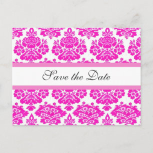 Carte Postale Faire-part sauver la date, damas rose