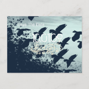 Carte Postale Faire-part Sauver la date - Oiseaux volants - Personnalisé