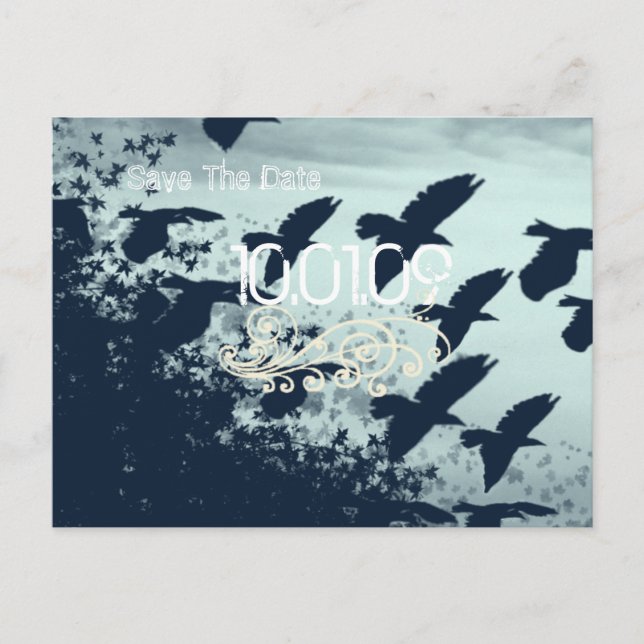 Carte Postale Faire-part Sauver la date - Oiseaux volants - Personnalisé (Devant)