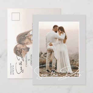 Carte Postale Faire-part Sauver La Date Photo Chic Mariage Élégant