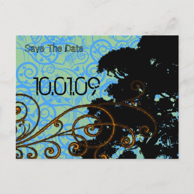 Carte Postale Faire-part Sauver la date- Tourbillons d'arbres (Devant)