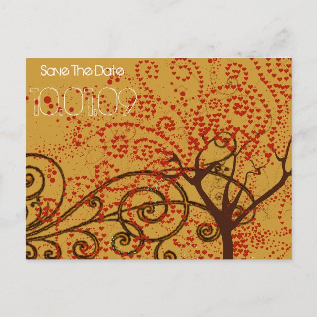 Carte Postale Faire-part Sauver la date - Tourbillons d'arbres - (Devant)