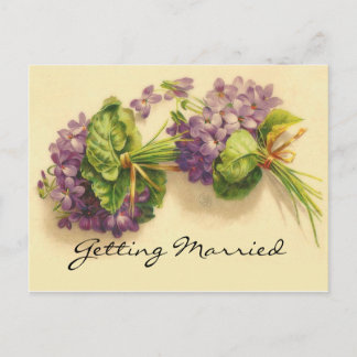 Carte Postale Faire-part Sauvez la Date Bouquets de Violettes