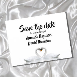 Carte Postale Faire-part Sauvez la date cygne cuple amour blanc mariage