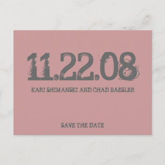 Carte Postale Faire-part Sauvez la date moderne ! Rose