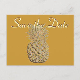 Carte Postale Faire-part Sauvez l'ananas d'or de date