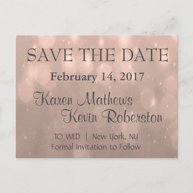 Carte Postale Faire-part Save the date | Blush Bokeh (Devant)