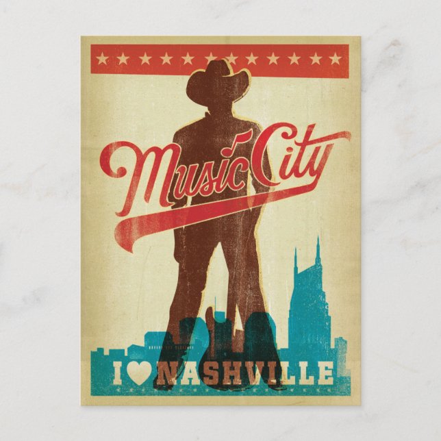 Carte Postale Faire-part Save the date | I Love Nashville (Devant)