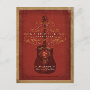 Carte Postale Faire-part Save the date   Nashville, TN - Guitare rouge