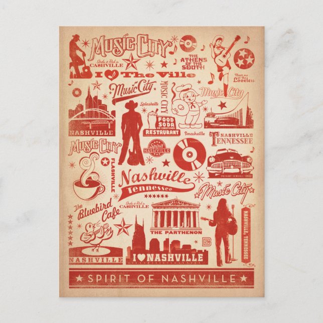 Carte Postale Faire-part Save the date | Nashville, TN - Impression Motif (Devant)