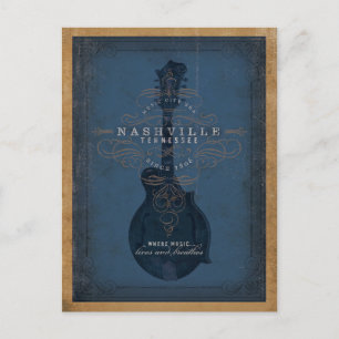 Carte Postale Faire-part Save the date   Nashville, TN - Mandoline bleue