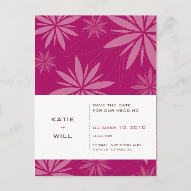 Carte Postale Faire-part SAVE THE DATE :: vitalité fuschia (Devant)