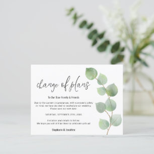 Carte Postale Faire-part Scénario de changement de date de mariage Eucalypt