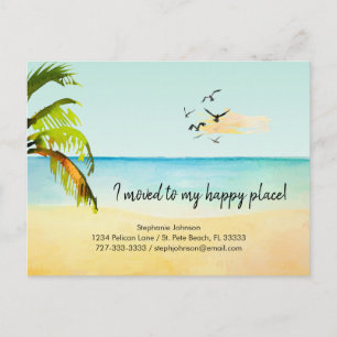 Carte Postale Faire-part Scène de plage Je suis allé à mon endroit heureux 
