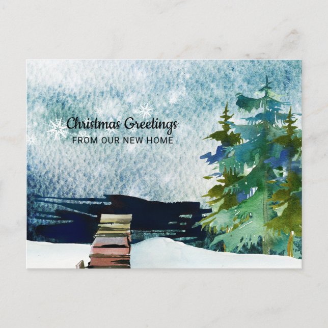Carte Postale Faire-part Scène d'hiver Salutations de Noël de New Home (Devant)