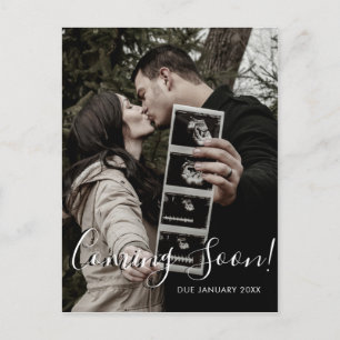 Carte Postale Faire-part Script de photo d'échographie à venir Grossesse