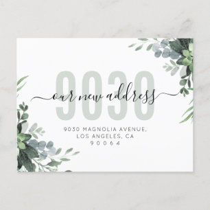 Carte Postale Faire-part Script de verdure Notre nouvelle adresse Nous avon