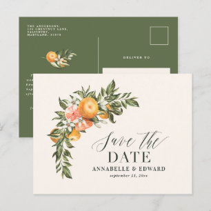 Carte Postale Faire-part Script élégant mariage agrumes botanique moderne a