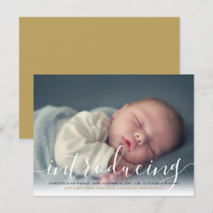 Carte Postale Faire-part Script élégant photo bébé Introduire la naissance 