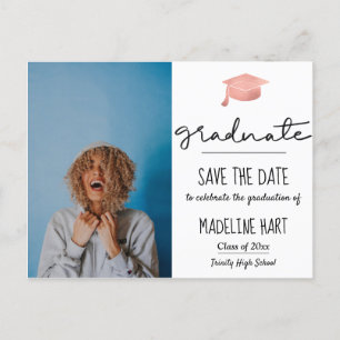 Carte Postale Faire-part Script Graduate minimal   Enregistrer La Photo Dat