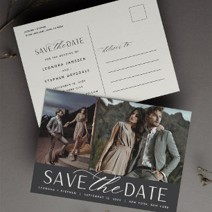 Carte Postale Faire-part Script lisse   Deux mariages photo Enregistrer la 
