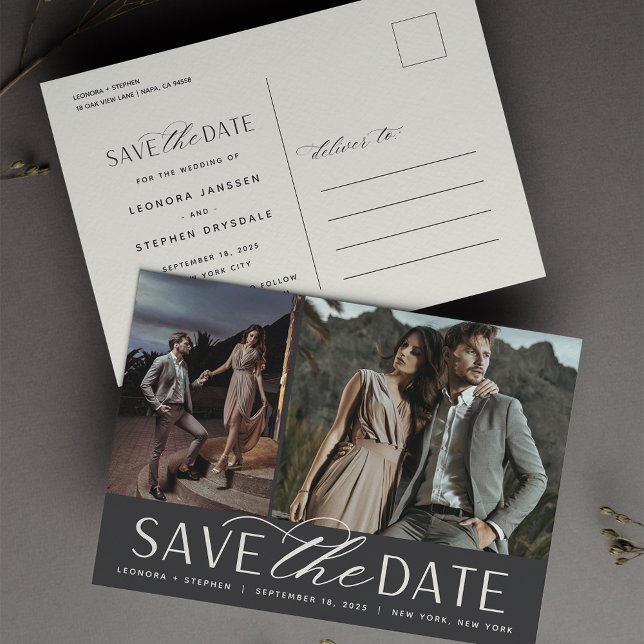 Carte Postale Faire-part Script lisse | Deux mariages photo Enregistrer la  (Créateur téléchargé)