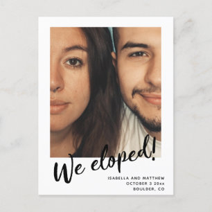 Carte Postale Faire-part Script Moderne Minimaliste Nous Avons Elopé Photo
