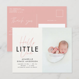 Carte Postale Faire-part Script moderne photo bonjour petit un