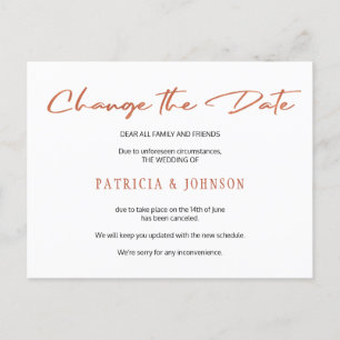 Carte Postale Faire-part Script or rose simple mariage modifier la date