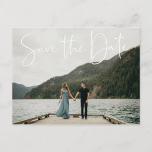 Carte Postale Faire-part Script photo botanique naturel Enregistrer la date