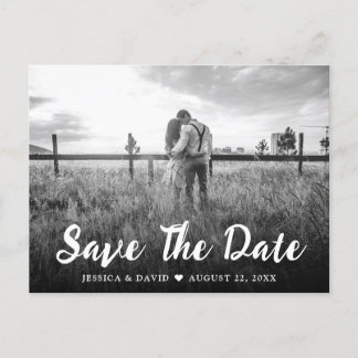 Carte Postale Faire-part Script rustique mariage photo Enregistrer la date 